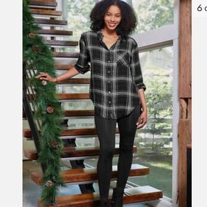 Good Hart by Matilda Jane Warner Flannel Black White Plaid Button Down Shirt